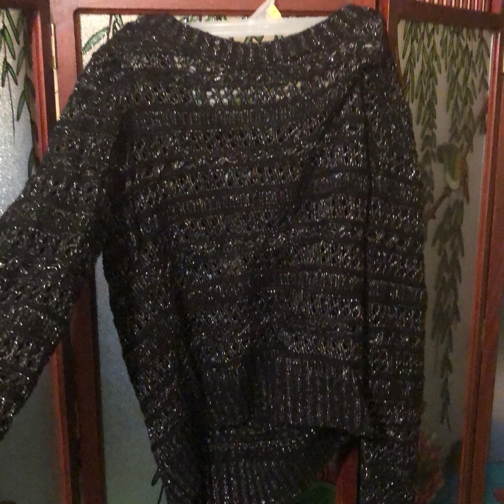 New knit black sweater with silver